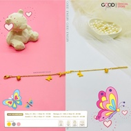 Good Personalized Name Anklet, Kids Anklet Made 916 Gold Plated Indogold, Butterfly Series
