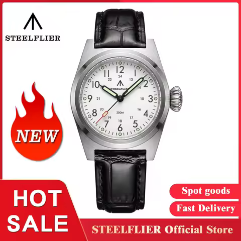 STEELFLIER Official SF744T Men Watch VH31 Mute Quartz Movement 200M Waterproof Diver Super Luminous 