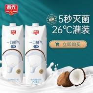 春光 食品椰汁1L*2海南特产生榨椰子汁植物蛋白饮料 一口鲜气椰汁1L*2