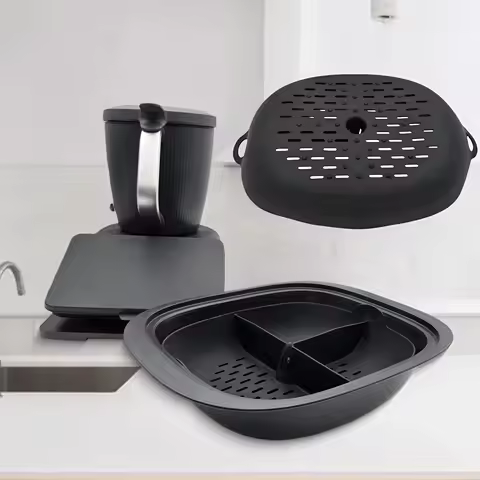 Compatible with Thermomix TM7 Silicone Steamer Insert – Divided Tray with Steam Holes for Cooking Mu