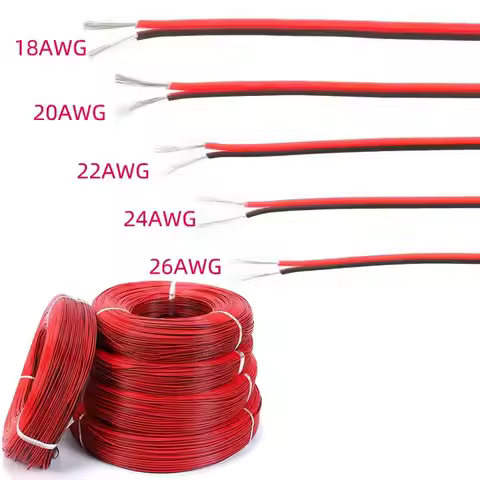 2pin Red Black Electrical Wire 18 20 22 24 26 LED Strip Cable 2 Core Tinned Copper Extension Power C