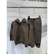 Essentials hooded sweatshirt set with embossed avocado green for kids, hoodie + jogger pants set, ki