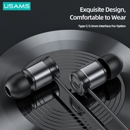 USAMS 1.2m 3.5mm/Type-C Mini  Port HiFi Stereo Immersive Metal In-ear Earphone