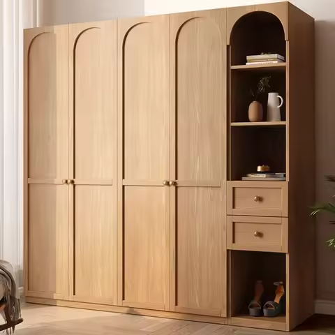 Doorable Elegant Wardrobes Wood Nordic Armoire Household Clothes Wardrobe Storage Drawers Luxury Gua