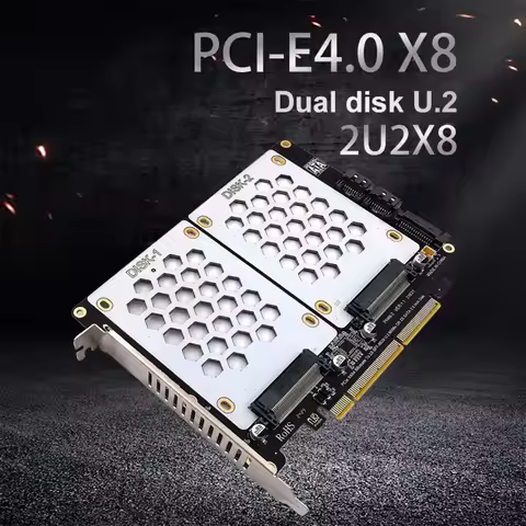 U.2 Dual-Disk Adapter Card 2.5 Inch SATA Hard Drive To PCIE4.0 Split Card U.2 To PCIe Card Dual U.2 