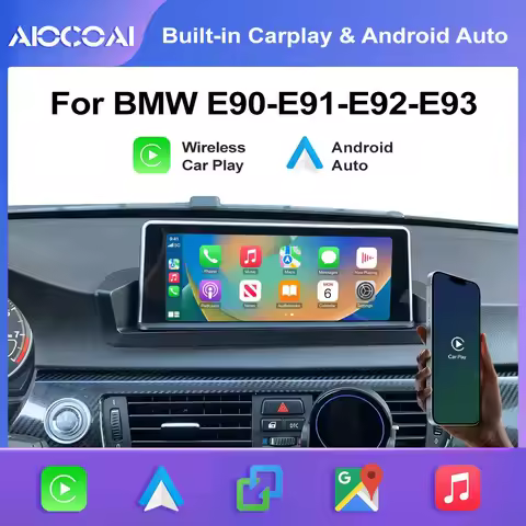 AIOCOAI Linux Wireless CarPlay Android Auto Screen Car Multimedia Display For BMW 3 Series E90 E91 E