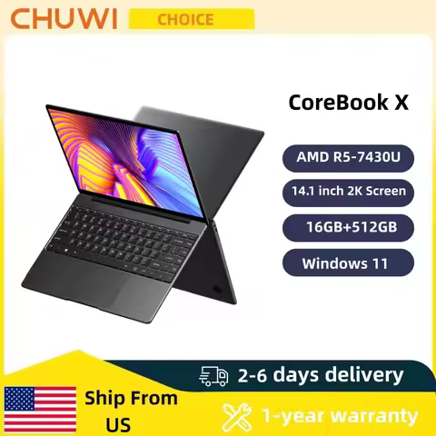 CHUWI CoreBook X Gaming Laptop AMD R5-7430U 16GB DDR4 RAM 512GB SSD 14.1 inch 2K Screen Lightweight 