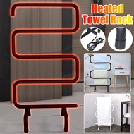 Black/White S Shape Temperature Towel Warmer Rail Electric Heating Towel Rack Bathroom Dryer Floor S