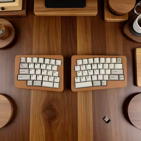 HHKB Alice Split 60 Wooden Keyboard 2.4G wireless Hotswap Walnut/Beech keyboard Vial Ergonomics 3D p