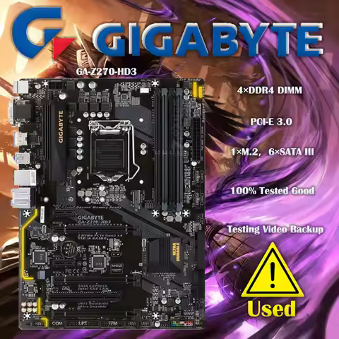 Gigabyte GA-Z270-HD3 Original Desktop Z270 Motherboard LGA 1151 DDR4 USB3.0 SATA M.2