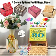 1pc Festive 90th Birthday Greeting Card Vintage Wooden Hand-Cranked Music Box, Birthday Gifts for Fa