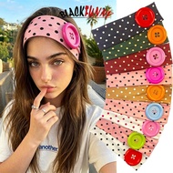BLACKFUNNY Bright Color Dopamine Large Button Wave Dot Elastic Headband Colorful Y2k Retro Sweat Abs