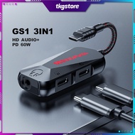 Plextone GS1 3in1 fast charging cable 60W, C to 3.5mm + C + C, specialized in games, with 24bit 96KH