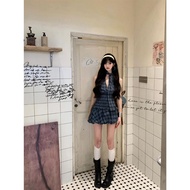 Dress Set Complete Set of 2 Piece plaid pumpkin dress V-neck camisole with feminine scarf, women's s