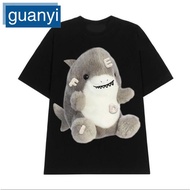 Guanyi1 Shark Baby Shark T-shirt Unisex Men's and Women's Wide Neck Round Neck Ulzzang Baby Shark