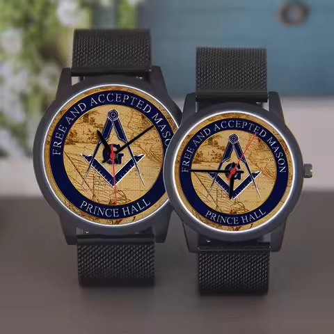 Freemason Watches Compass Ruler Design 45/38mm Unisex wristwatch Black Silver Rosegold men Clock Sta