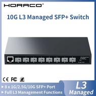 HORACO 10G L3 Managed SFP+ Network Switch 8 Port 1G/2.5G/10G SFP Web Managed Home Lab Ethernet Switc