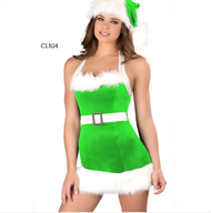 Lingerie Wanita Cosplay Santa Girl Seksi Bulu-Bulu Hijau CL104
