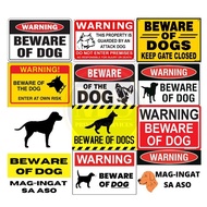 Beware of Dog Mag ingat sa Aso Signage (Laminated Signage and Waterproof Vinyl Sticker A4 Size)