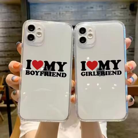 I Love My Boyfriend Girlfriend Couple Phone Case for iPhone 16 11 12 13 14 15 Pro Max Mini 7 8 Plus 