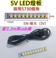 5V 5W 暖光LED燈板+USB線【沛紜小鋪】LED USB燈板 LED燈條 模型 展示櫃 擺設品LED光源板