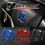 J-Dreams Real Carbon Fiber Crystal Steering Emblem Sticker Honda Jazz City GM6 GM2 GN2 Civic FE FC C