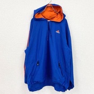 90年代古著adidas復古尼龍派克大衣，藍色，M碼