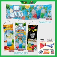 Bunting / Banner air mojito viral khas untuk lariskan jualan dan perniagaan anda