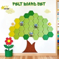 1 Set Dopamine Tree Shape Hexagon Felt Wall Sticker Kindergarten Photo Wall Decal background bedroom