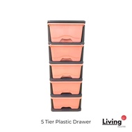 Livingmaster Plastic Drawer 5 Tier Storage Cabinet Drawer Wardrobe Drawer Storage Cabinet Made in Ma