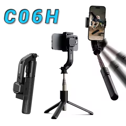 C06H Bluetooth Handheld Gimbal Stabilizer Mobile Phone Selfie Stick Aluminum Alloy Adjustable Tripod