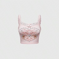 Áo ba lỗ không tay ren nơ Himekaji màu trơn, thời trang đơn giản, mặc hàng ngày