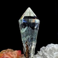 No.127 收藏級 雙翠綠幽靈 金字塔水晶 靈擺 吊墜 立體雙塔幽靈