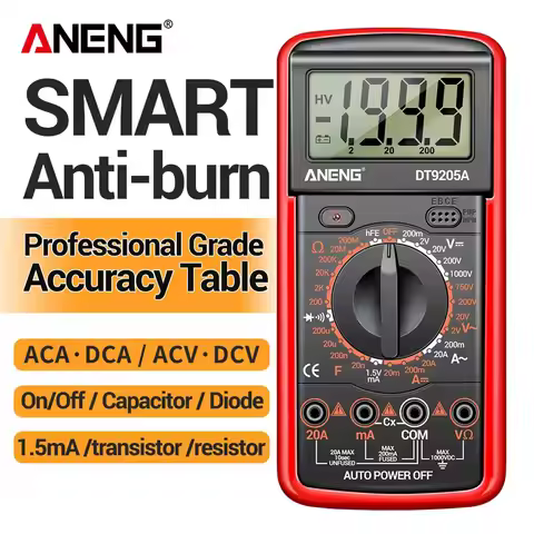 ANENG DT9205A-12 1999 Counts Digital Multimeter AC/DC Voltage Current Tester Electrical Test Meter P