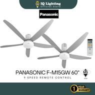 PANASONIC F-M15GW 60" 5 Blade DC Motor 3 Color LED Light Remote Control Ceiling Fan Short / Long Pip
