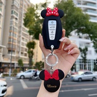 [Hot] Proton X50/X70 Key Cover Cartoon Silicone Material Protection Disney Style Cute Mickey Minnie Car Key Sleeve Keychain