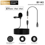 BOYA BY-M2 Clip-On Lavalierไมโครโฟนพอร์ตไลท์นิ่งสำหรับIOSอุปกรณ์แท็บเล็ตโทรได้การบันทึกVlogทำBroadca