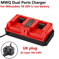 Portable Dual Ports Charger For Milwaukee 18V-20V Lithium Battery Rechargeable 48-11-1815 48-11-1820