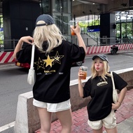 Women's Black T-shirt with Yellow Star Print, Sweet Summer Style, Comfortable Loose Form T Shirt Wom