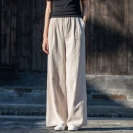 Wide-Leg Pants Cotton and Linen 2024 New Spring and Summer Artistic Casual Pants Wide-Leg Pants Linen All-Matching Women's Long Pants