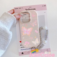 MERAH SAMSUNG Pink Butterfly case with Chain Phone case Suitable for SAMSUNG A02S A03 A05 A05S A12 A