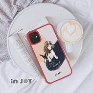 INJOYmall for iPhone X 開朗米格魯 耐撞擊磨砂邊框手機殼 A / 紅邊