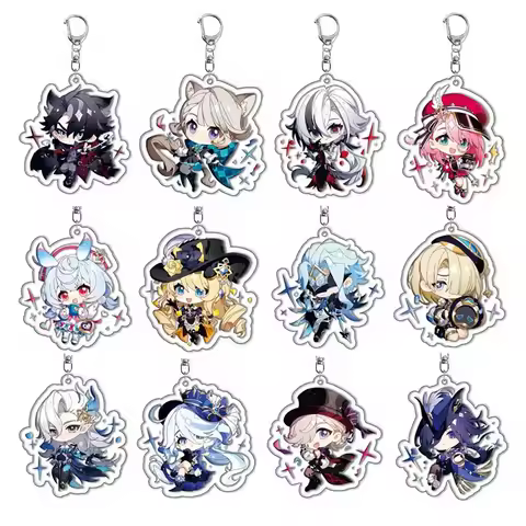 Genshin Impact Cosplay Animation Keychain For Gorou Razor Yanfei Fischl Chongyun Shenhe Kaeya Albedo