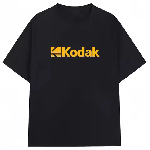 2026 Kodak Korean-style Classic K Logo T-Shirt, Retro Brand Graphic Tee, Black Cotton Crewneck for M