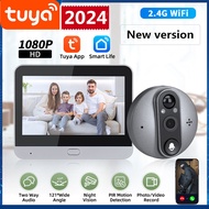 2024 nwe Tuya WiFi Door Bell Peephole Camera 4.3 Inch Wireless Doorbell For Home 2-way Audio Night Vision  Smart Home