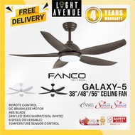FANCO Galaxy-5 Ceiling Fan With 24W LED Light and Remote Control 5 Blade 38"/48"/56"