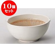 kbu3-828-40-313-10set 10-piece mortar white glazed ripple round mortar No. 3.5 [11.5 x 10.5 x 5.5 cm