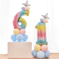 61 Children's Day Number Color Balloon Decoration 1st Birthday Decoration Aluminum Film Road Guide B