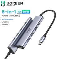 Ugreen 15597 CM511 HDMI 60Hz 5-in-1 USB Type-C Adapter Hub, USB-A x3, 100W PD Charging
