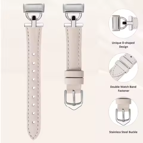 Leather strap compatible Fitbit Charge 5/Fitbit Charge 6 strap, ultra-thin leather strap replacement